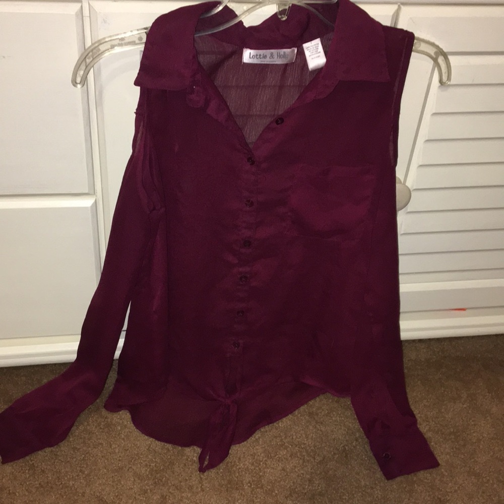 Maroon button up blouse